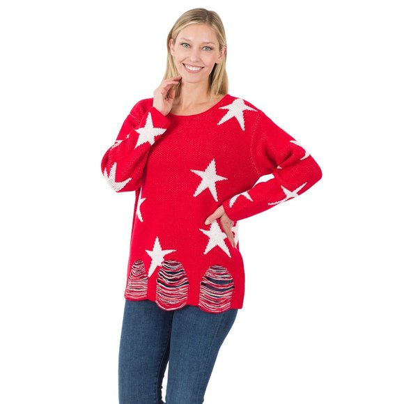 Distressed Star Sweater - Picture 3 of 4